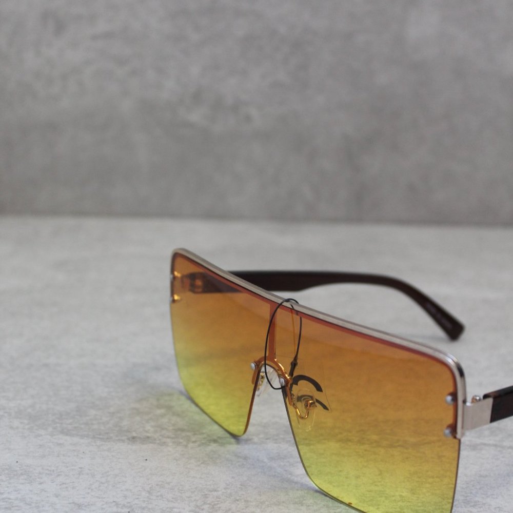 Orange ombré multi tone square oversized fashion sunglasses - Picture 12 of 14
